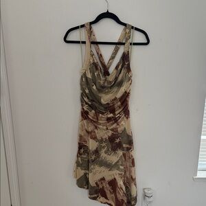Silence + Noise Asymmetrical Dress in Cream and Brown